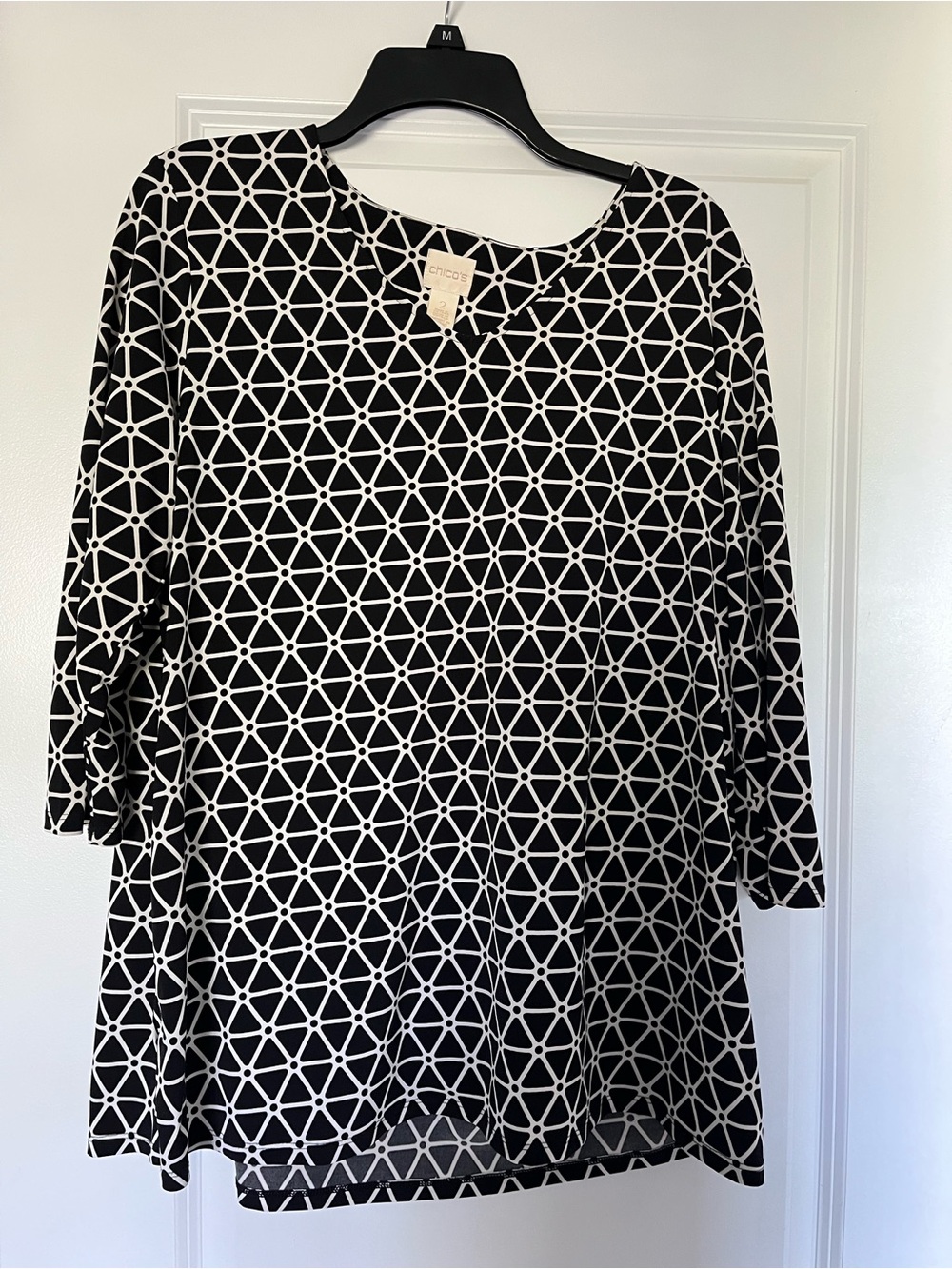 Chico’s Black & White Geometric Tunic Top